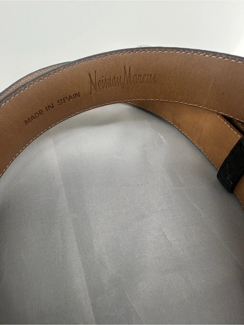 Neiman Marcus black croc and lizard vintage western leather belt